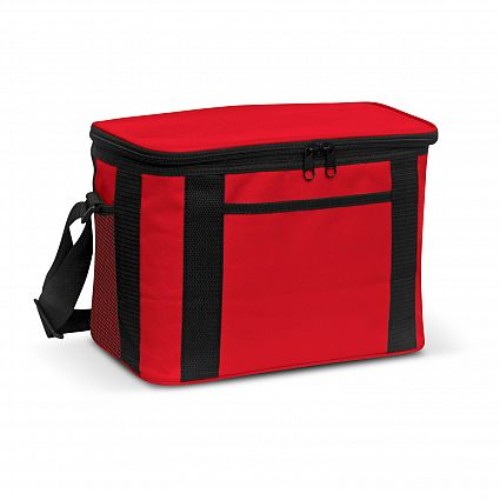 Vibrant red Tundra Cooler Bag, 10L capacity, with thick insulation and waterproof lining for outdoor adventures.