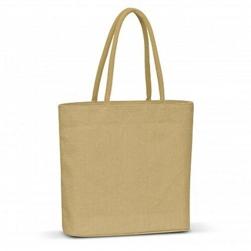 Set of 6 eco-friendly natural jute tote bags with padded handles, spacious design, perfect for shopping and events.