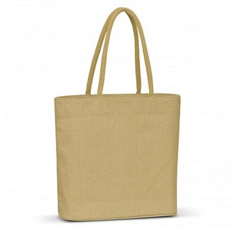 Set of 6 eco-friendly natural jute tote bags with padded handles, spacious design, perfect for shopping and events.