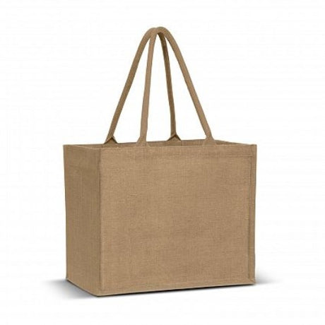 Eco-friendly Torino Jute Tote Bag set of 6, spacious and stylish with padded handles for comfortable carrying.