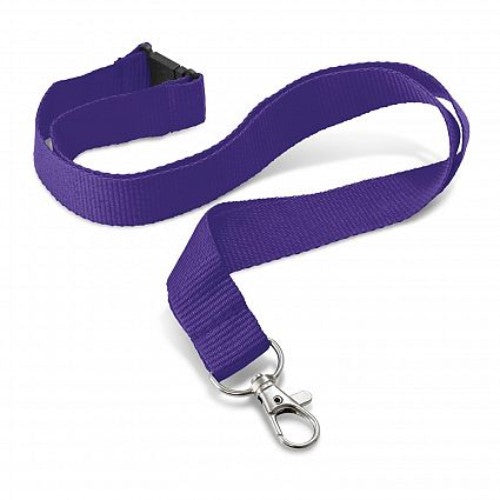 Purple polyester lanyards set of 30 with metal and safety clips, ideal for securing IDs and promoting your brand at events.