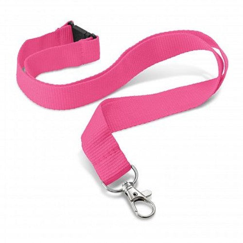 Vibrant pink lanyards set of 30, 20mm wide, 490mm long, with metal and safety clips, perfect for events and branding.