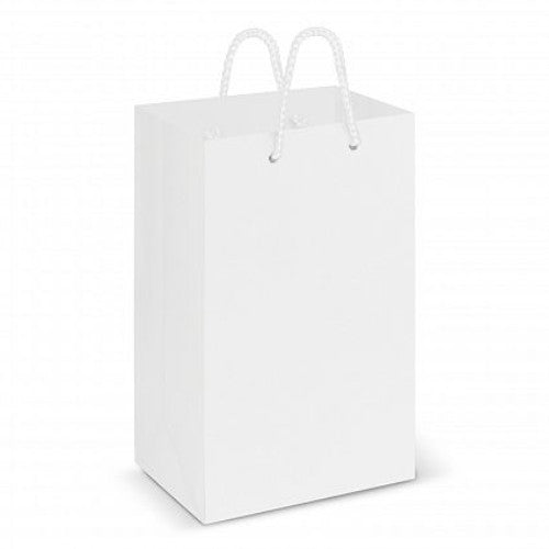 White laminated carry bags pack of 50, made from durable paper with strong handles for eco-friendly shopping and gifting.
