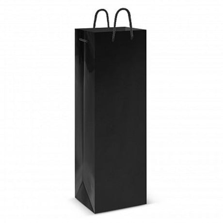 Black laminated wine bag pack of 50 with sturdy handles, ideal for stylish gifting and transport of wine bottles.