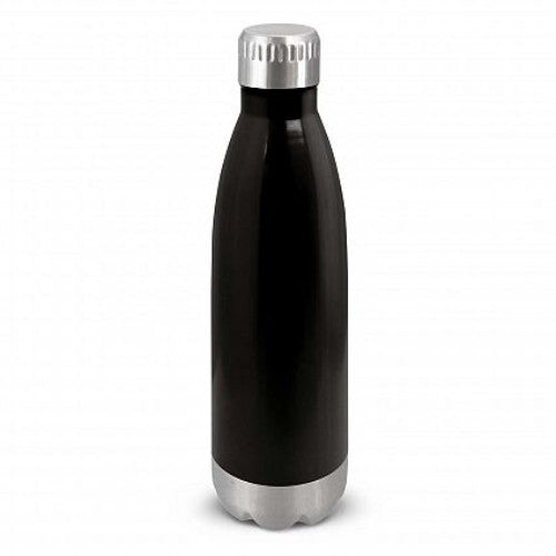 Sleek black 500ml vacuum insulated bottle keeping drinks cold for 24 hours or hot for 12, ideal for on-the-go hydration.