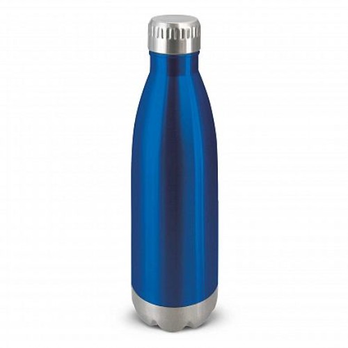 Sleek translucent blue vacuum bottle, 500ml, keeps drinks cold for 24h or hot for 12h, ideal for on-the-go hydration.