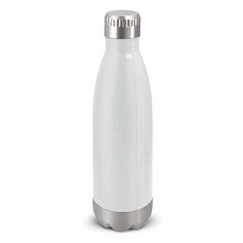 Mirage Vacuum Bottle in white, 500ml stainless steel, keeps drinks cold for 24 hours or hot for 12, stylish and portable.