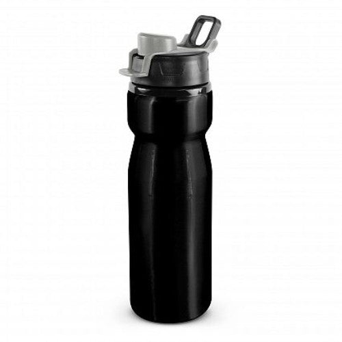 Viper Drink Bottle set of 6 in black and grey, 750ml aluminum with snap cap and carry handle, BPA-free, stylish hydration solution.