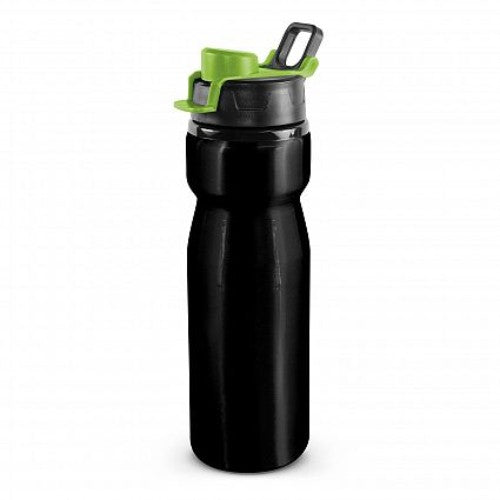 Viper Drink Bottle set of 6 in black and bright green, 750ml, with leak-proof snap cap and carry handle for hydration on the go.