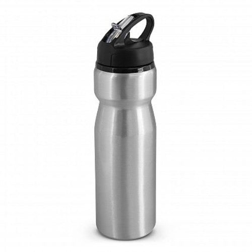 Set of 6 sleek silver 750ml aluminum drink bottles with flip cap, ergonomic handle, and BPA-free design for hydration on the go.