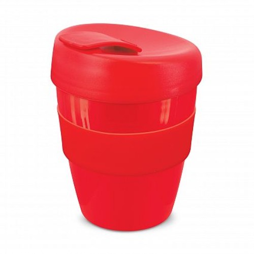 Set of 12 stylish red reusable coffee cups with heat-resistant silicone bands and splash-proof lids, perfect for eco-friendly sipping.