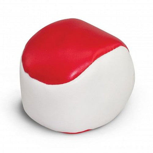 Set of 20 white and red hacky sacks, 49mm diameter, perfect for outdoor games and juggling activities.
