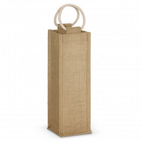 Eco-friendly Napoli Jute Wine Carrier set of 10 with natural color and comfortable cotton handles, perfect for gifting wine.
