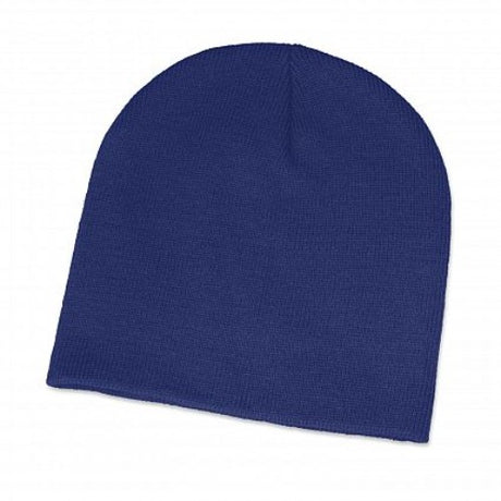 Set of 10 royal blue acrylic beanies, close-fitting design for style and warmth, suitable for outdoor activities.