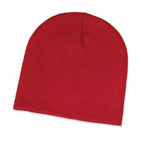 Set of 10 vibrant red Commando Beanies, snug knit style, perfect for warm winter outings and casual wear.