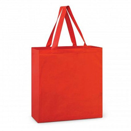Set of 10 vibrant red Carnaby cotton tote bags, eco-friendly, durable, and ideal for shopping or promotional use.