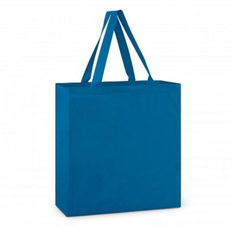Royal blue cotton tote bags set of 10, eco-friendly with sturdy gusset, ideal for shopping and promotions.
