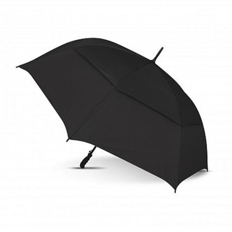 Trident Sports Umbrella in black, featuring an eight-panel design, windproof canopy, and strong fibreglass frame for ultimate outdoor protection.