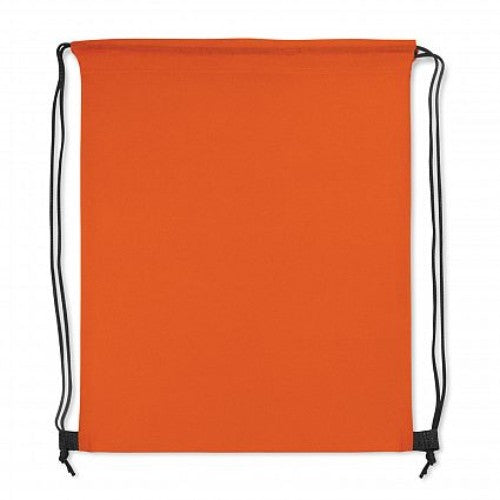 Vibrant orange Tampa drawstring backpack set of 30, made from eco-friendly material, perfect for events and promotions.