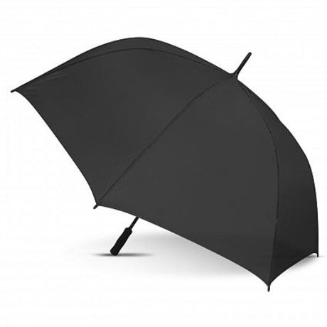 Sleek black Hydra Sports Umbrella with a durable 190T polyester canopy and windproof fiberglass frame for all-weather protection.