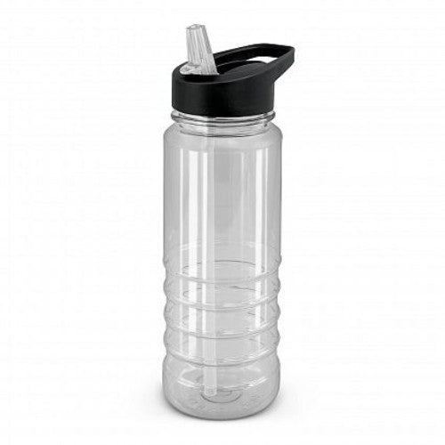 Set of 12 clear Triton drink bottles, 750ml, shatterproof, BPA-free, with a secure lid and straw for easy hydration.