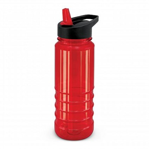 Set of 12 vibrant red Triton drink bottles, 750ml, shatterproof, BPA-free with secure lid and flip-out straw for easy hydration.