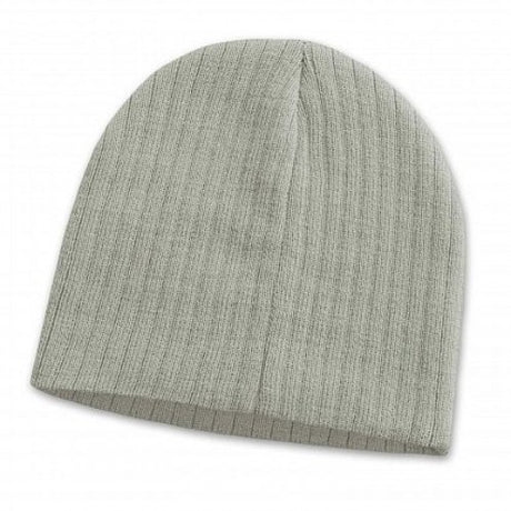 Set of 10 light grey Nebraska Cable Knit Beanies, crafted from acrylic yarn for warmth and style in winter.