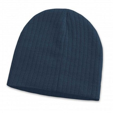 Set of 10 navy cable knit beanies, crafted from acrylic yarn for warmth, comfort, and style in winter.