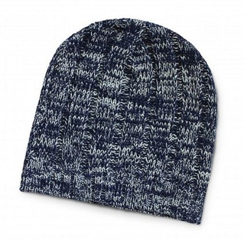 Navy Fresno Heather Knit Beanie set of 10, featuring cozy, flecked cabled knit design for winter warmth and style.