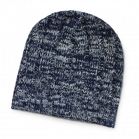 Navy Fresno Heather Knit Beanie set of 10, featuring cozy, flecked cabled knit design for winter warmth and style.