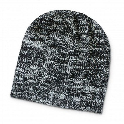 Set of 10 black Fresno Heather knit beanies featuring a soft, warm, flecked texture for stylish winter comfort.