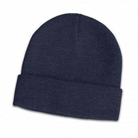 Set of 6 navy wool blend beanies with roll-up cuffs, perfect for stylish warmth and comfort in winter.