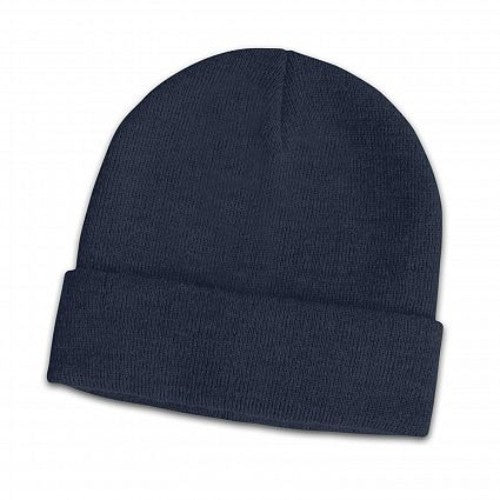 Set of 6 navy wool blend beanies with roll-up cuffs, perfect for stylish warmth and comfort in winter.