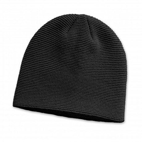 Set of 6 black Montana garter knit beanies, featuring soft texture, added stretch, and warmth for winter comfort.