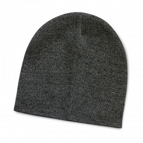 Set of 10 charcoal knit beanies with a stylish two-tone flecked design, perfect for winter and casual outings.