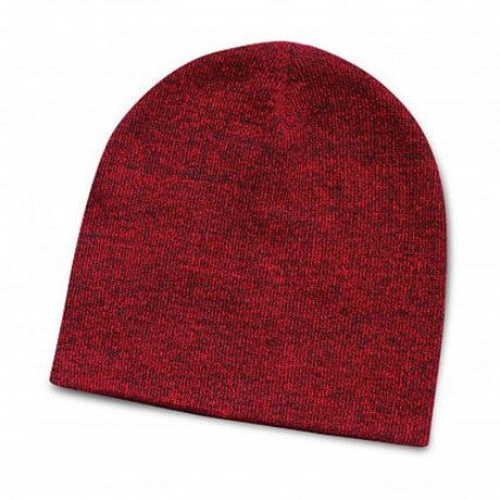 Set of 10 vibrant red heather knit beanies, warm and stylish, perfect for winter outings and team events.