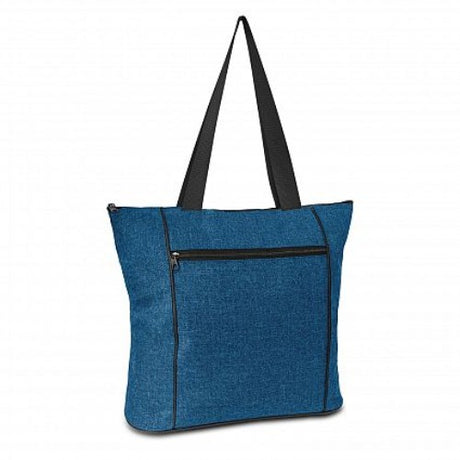 Set of 6 vibrant blue elite tote bags with spacious design, zippered pockets, and long shoulder handles for everyday use.