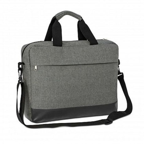 Stylish grey Herald Business Satchel with padded laptop compartment, adjustable strap, and durable polycanvas design.