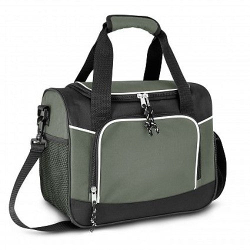 Stylish grey Antarctica Cooler Bag with 9L capacity, thick insulation, waterproof liner, and adjustable shoulder strap for outdoor use.