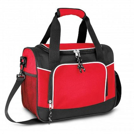 Stylish red 9-litre Antarctica Cooler Bag with insulation, waterproof liner, and detachable shoulder strap for outdoor adventures.