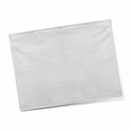 Set of 10 white cotton tea towels, 180gsm, 500mm x 660mm, absorbent and stylish for kitchen use.