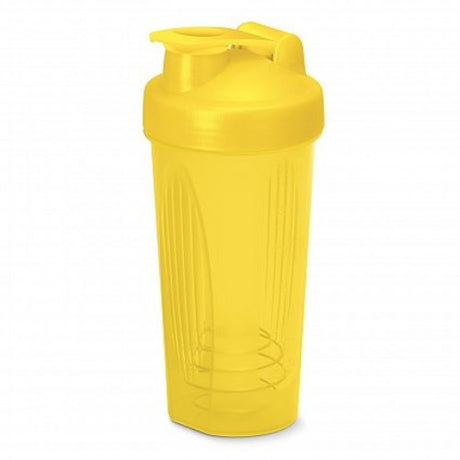 Set of 12 yellow 600ml Atlas Shakers, spill-proof, BPA-free, with stainless steel mixing balls for perfect drink blending.