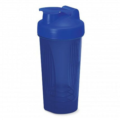 Set of 12 royal blue 600ml Atlas Shakers, BPA-free, shatterproof, with a secure lid and stainless steel mixing ball for smooth drinks.