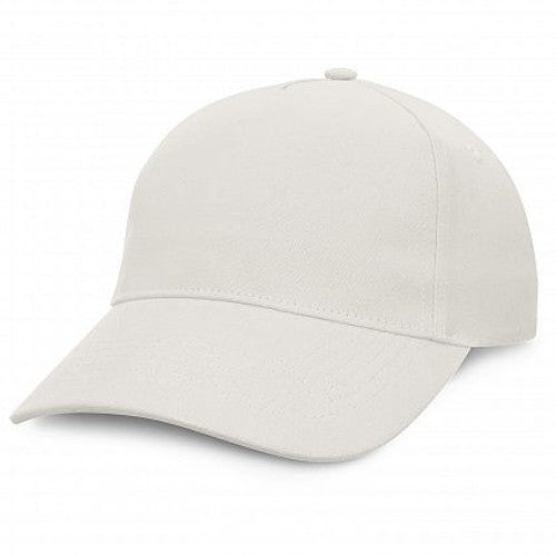 Set of 6 white cotton canvas caps with embroidered eyelets, pre-curved peak, and adjustable fit for style and comfort.