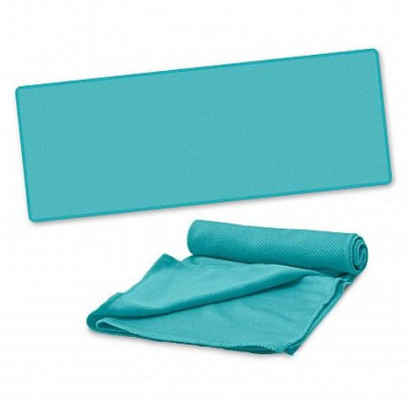 Light blue cooling sports towels set of 10, designed to reduce body temperature during workouts and outdoor activities.