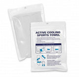 Active cooling sports towel set of 10 in light blue, designed to cool body temperature rapidly during workouts.