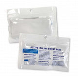 A set of 20 white Active Cooling Sweat Bands designed for athletes, featuring dual-layer technology for superior cooling and moisture-wicking.