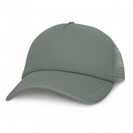 Set of 6 stylish grey mesh caps, featuring a padded front, adjustable fit, and breathable panels for outdoor comfort.