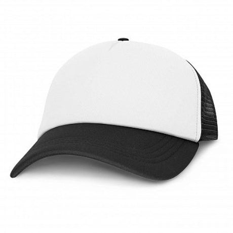 Set of 6 Cruise Premium Mesh Caps in white and black, featuring durable polyester front and breathable mesh for comfort.