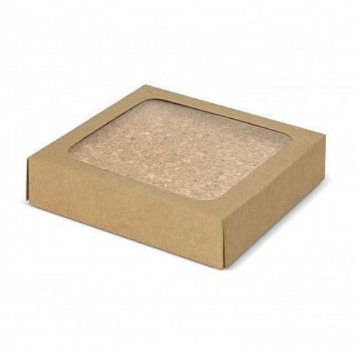 Natural cork coasters in a square shape, eco-friendly, measuring 100mm x 100mm, perfect for protecting surfaces.